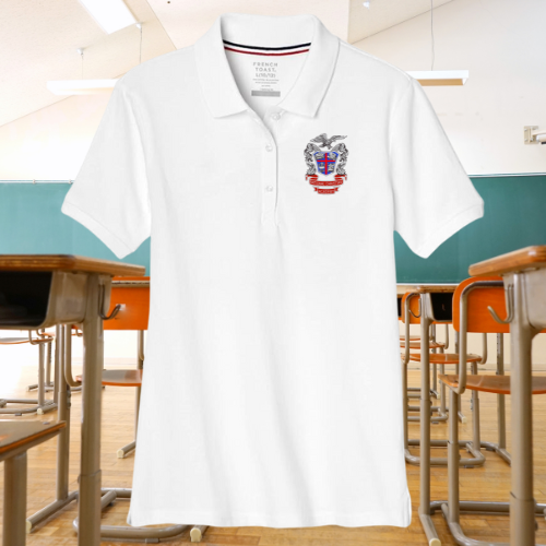 NCA K5-6th Grade Girls' White Uniform Polo Short Sleeve Shirt
