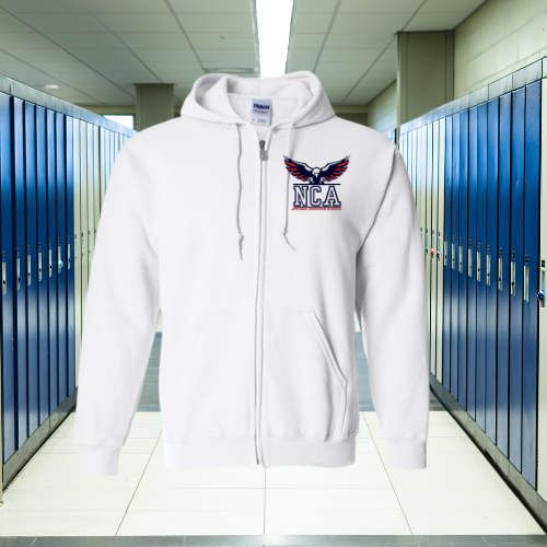 NCA SWAG White Full Zip Hooded Sweatshirt