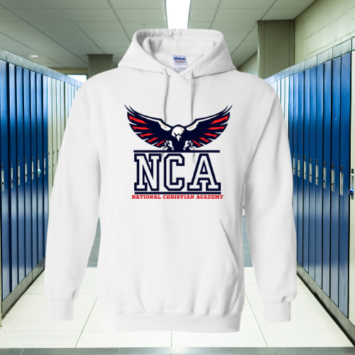 NCA SWAG White Hooded Pullover Sweatshirt