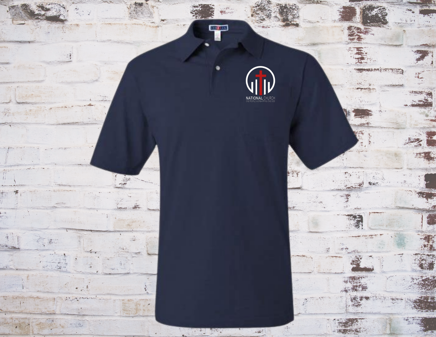 Navy NCOG Polo Shirt w/ White & Red Logo