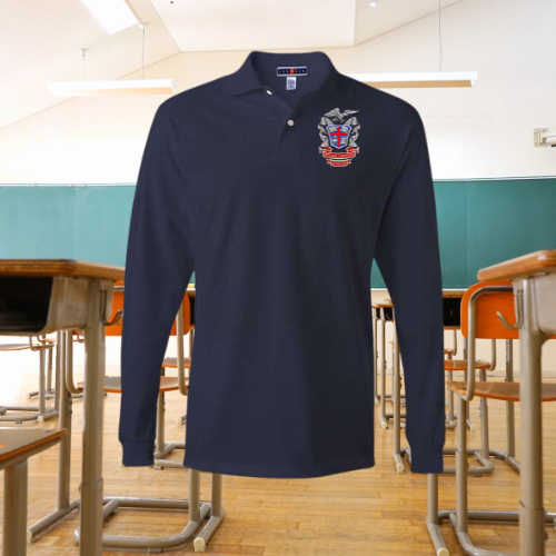 NCA Unisex Blue Uniform Long Sleeve Polo Shirt