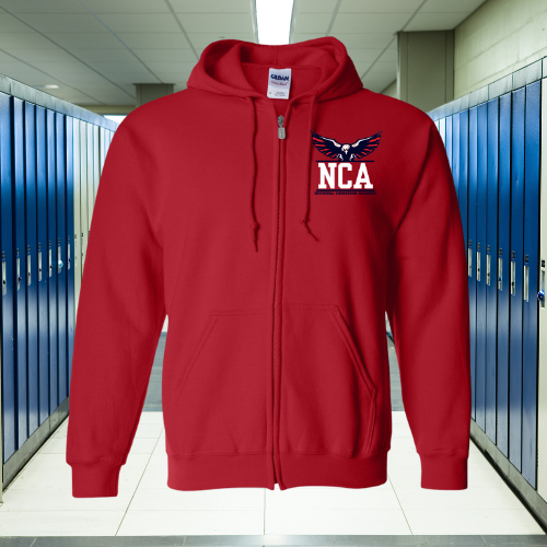 NCA SWAG Red Full Zip Hooded Sweatshirt