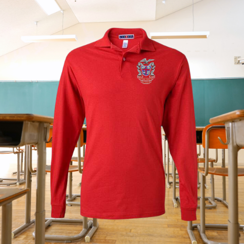 NCA Unisex Red Uniform Long Sleeve Polo Shirt