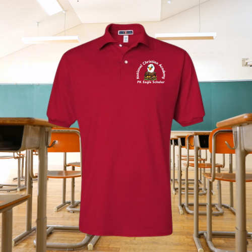 NCA K2-K4 Boys' Red Uniform Polo Short Sleeve Shirt