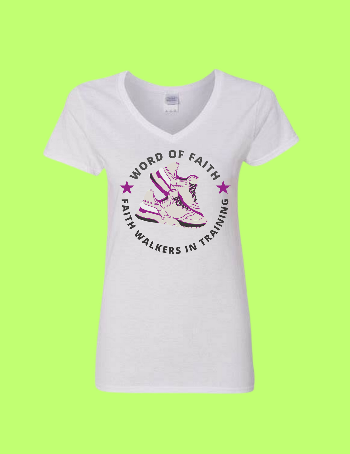 Word of Faith White Women's Fit V-Neck T-Shirt